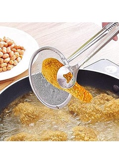 Home Buy HOME BUY Kitchen Multi-Functional 2 in 1 Fry Tool Filter Spoon Snack Strainer with Clip, Oil Frying BBQ Filter Stainless Steel Mesh Colander Serving Tong Pakkad Strainer Kitchen Tool  - Image 1