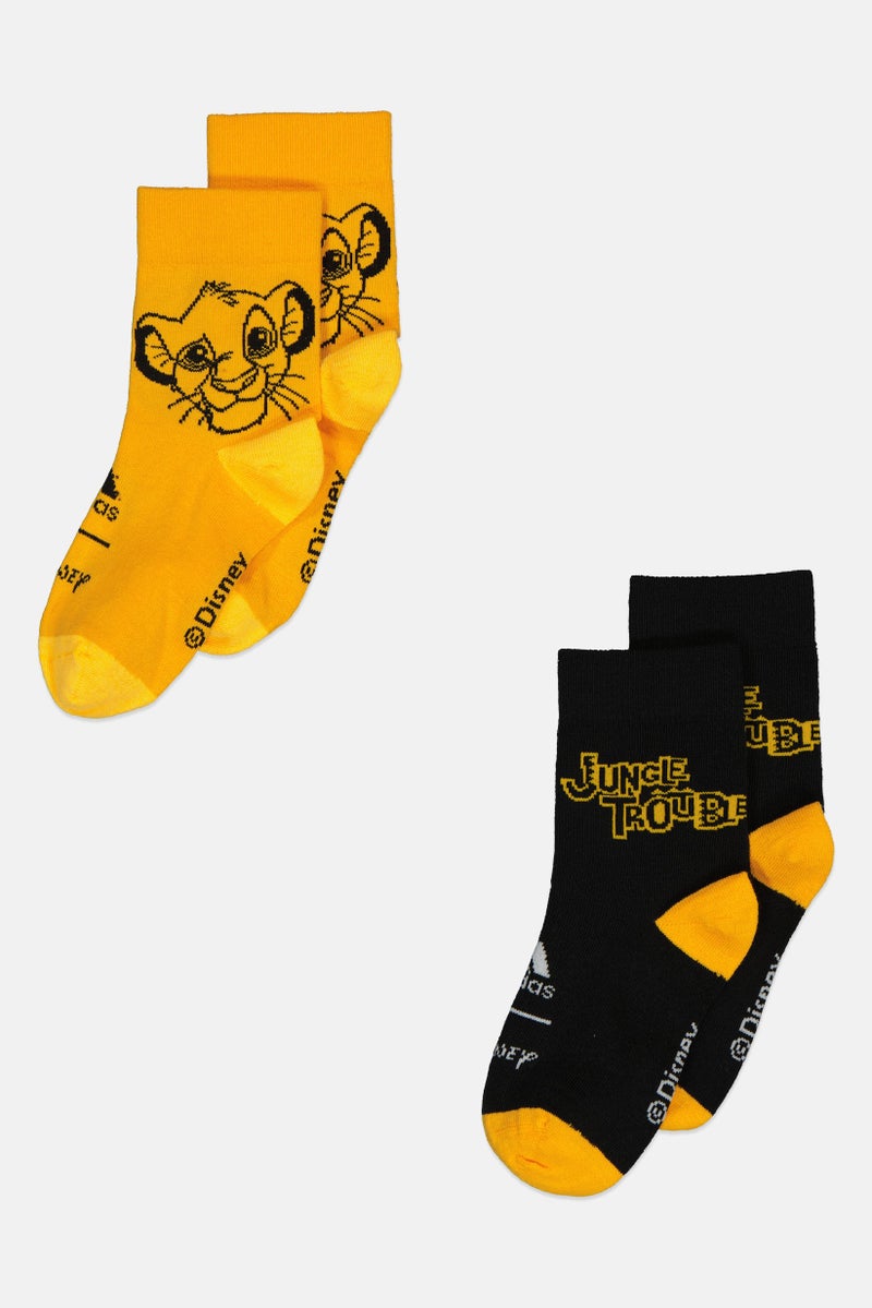 Adidas x Disney Kids Boy 2 Pair Brand Logo Ankle Socks, Multicolor - Image 1