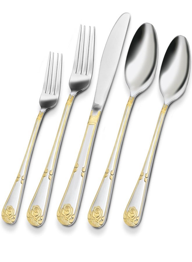 MUJINON Modern Silverware Set for 8, 40-Piece 18/0 Stainless Steel Flatware Set, Heavy Duty Luxury Cutlery for Decoration, Halloween, Thanksgiving, Christmas, Party, Gift, Housewarming - Image 1