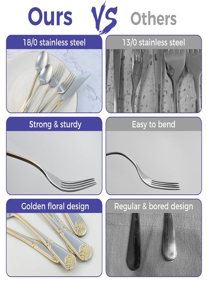 MUJINON Modern Silverware Set for 8, 40-Piece 18/0 Stainless Steel Flatware Set, Heavy Duty Luxury Cutlery for Decoration, Halloween, Thanksgiving, Christmas, Party, Gift, Housewarming - Image 2