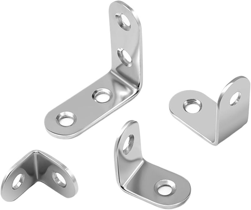 50 Pcs L Shaped Right Angle Bracket with Screws Cabinet Connector Support Frame Metal - Image 3