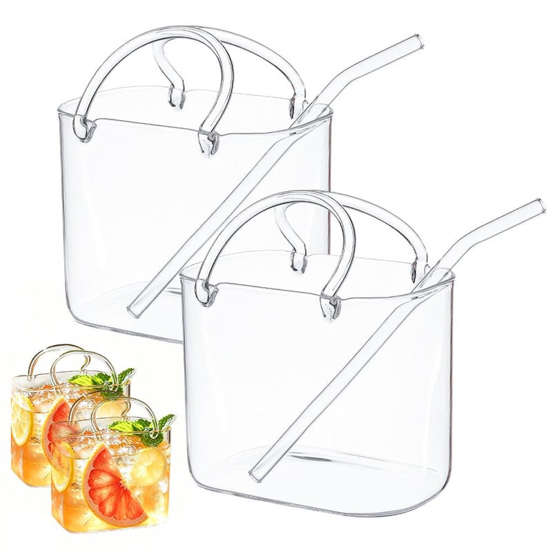 Glass tote bag set with fruit wine glasses and tray, creative bar juice glasses, trendy pub cocktail glasses - Image 3