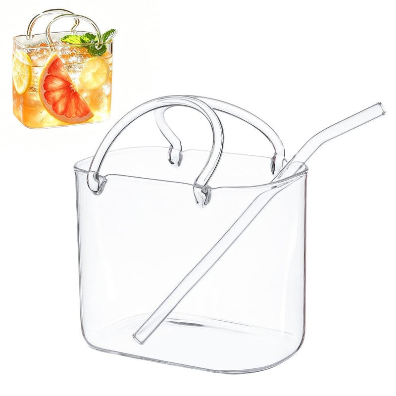 Glass tote bag set with fruit wine glasses and tray, creative bar juice glasses, trendy pub cocktail glasses - Image 2