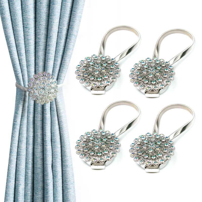 4 Packs Curtain Magnetic Buckle Spring Window Decoration Curtain Tie Rope for Home Office Decoration Colorful