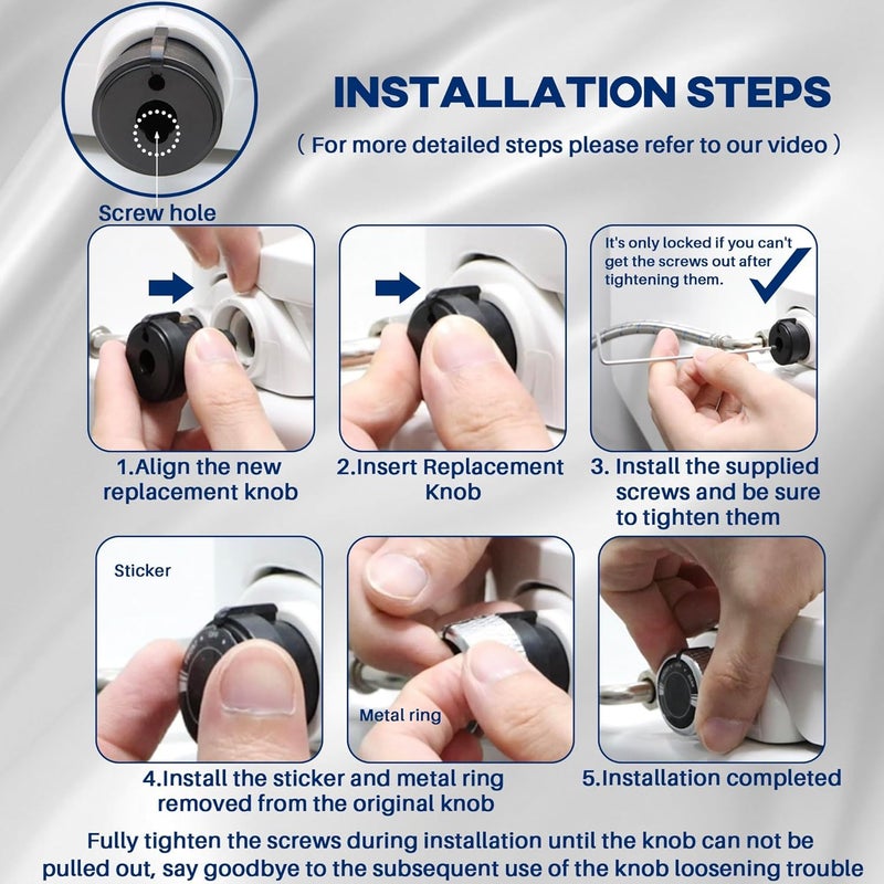 Terixe 2 Pack Replacement Knob for Brondell Bidet Toilet Seat, Compatible with Non-Electric Swash Seat, Injection Moulding,ABS Material, （Plastic Knob Center Only, Metal Ring Not Included）Black - Image 5