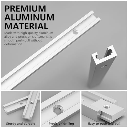 Serplex® Aluminum 400mm Double-Cut Profile Universal 3/4 T-Track with Predrilled Mounting Holes, 30 Type T Track for Woodworking Jigs and Fixtures, Drill Press Table,(15.75in) - Image 3