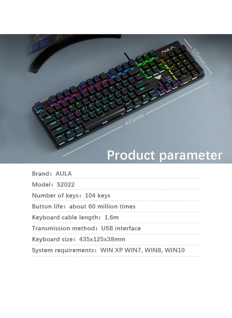 104 Keys Mechanical Keyboard USB Wired LED Backlight Suspension Keycap Blue Switch Gaming Keyboard for Gaming Typing Office Black - pzsku/Z1BCE45EB814ECD6DADEAZ/45/_/1661782164/31e8e1e3-77ee-4925-b694-ed495a2ade38