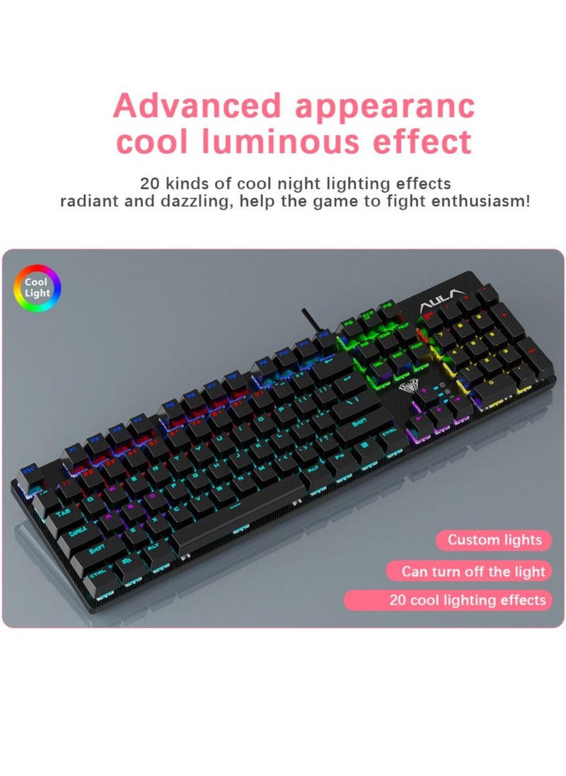 104 Keys Mechanical Keyboard USB Wired LED Backlight Suspension Keycap Blue Switch Gaming Keyboard for Gaming Typing Office Black - pzsku/Z1BCE45EB814ECD6DADEAZ/45/_/1661782164/3750f14e-50a3-4964-a3f8-db827ecd65ed