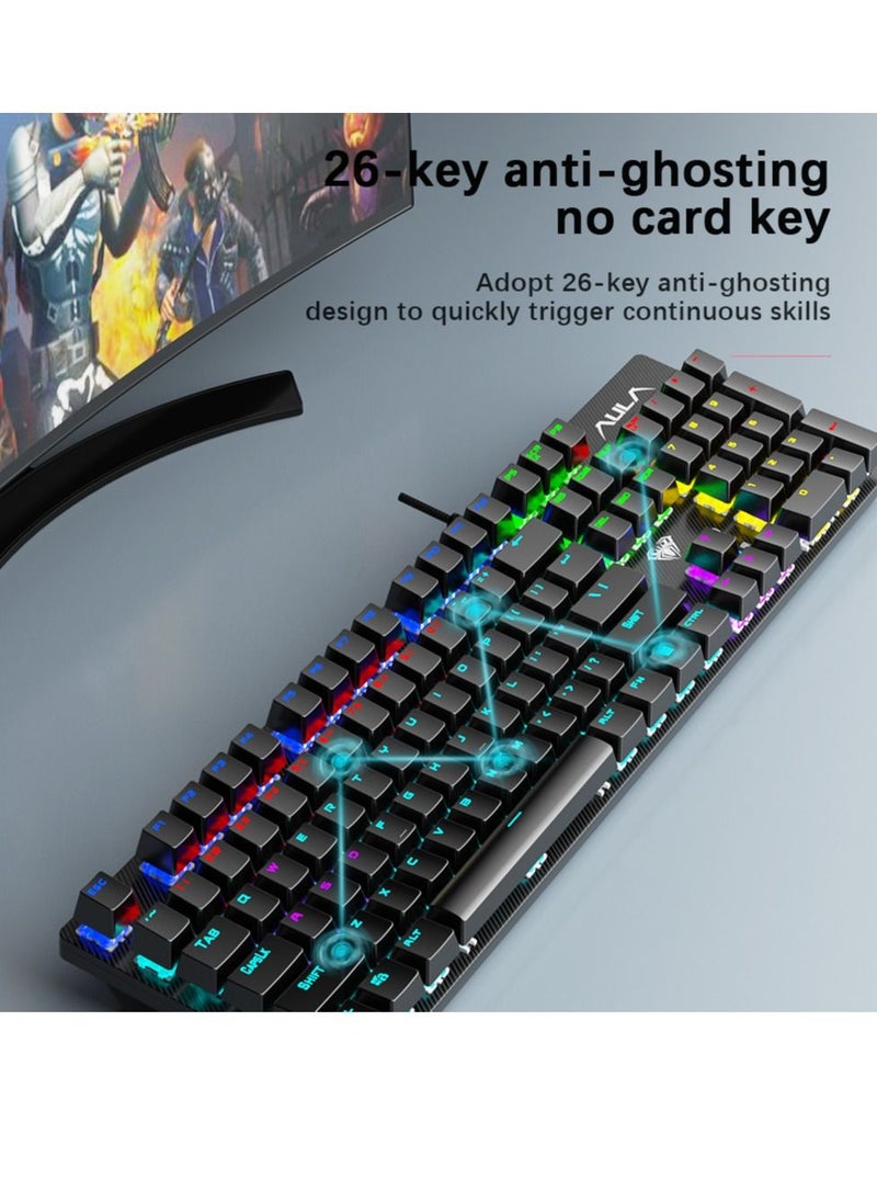 104 Keys Mechanical Keyboard USB Wired LED Backlight Suspension Keycap Blue Switch Gaming Keyboard for Gaming Typing Office Black - pzsku/Z1BCE45EB814ECD6DADEAZ/45/_/1661782164/753cadd4-3ce8-420c-a66e-3693dc85f097