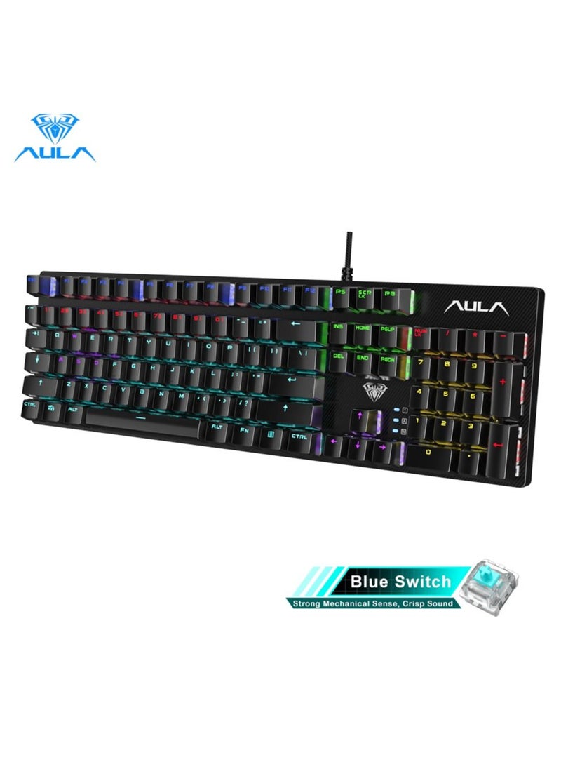 104 Keys Mechanical Keyboard USB Wired LED Backlight Suspension Keycap Blue Switch Gaming Keyboard for Gaming Typing Office Black - pzsku/Z1BCE45EB814ECD6DADEAZ/45/_/1661782164/90d4fa5a-9ecd-4213-baa9-56f72d5e1559