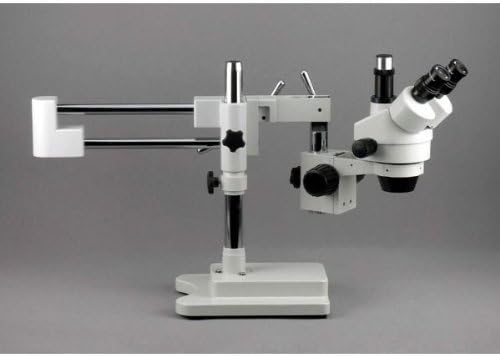 AmScope AmScope SM4T56S Professional Trinocular Stereo Zoom Microscope WH10x Eyepieces 7X45X Magnification 07X45X Zoom Objective 56Bulb LED Ring Light DoubleArm Boom Stand 110V120V  - Image 5