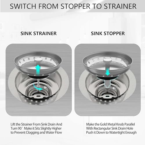 Exakey Kitchen Sink Drain 3-1/2 Inch Brushed Stainless Steel Sink Drain Strainer Assembly Kit with Sink Strainer Basket and Drain Stopper for Standard Kitchen Drains Brush Nickel Silver - Image 4