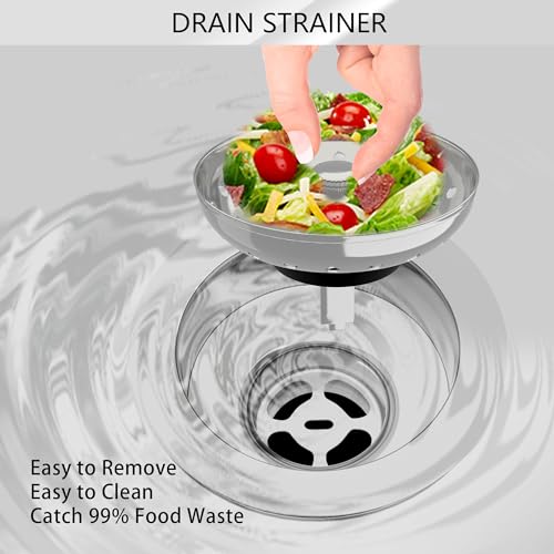 Exakey Kitchen Sink Drain 3-1/2 Inch Brushed Stainless Steel Sink Drain Strainer Assembly Kit with Sink Strainer Basket and Drain Stopper for Standard Kitchen Drains Brush Nickel Silver - Image 5