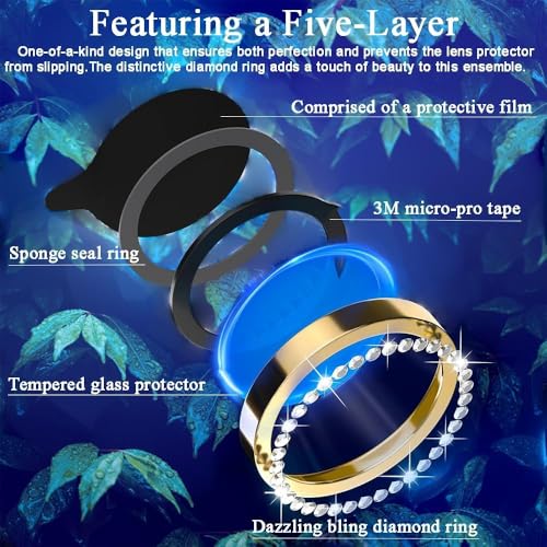KEKOZE Diamond Camera Lens Protector Compatible With iPhone 11 Pro/11 Pro Max and iPhone 12 Pro Max Plus 9H Tempered Glass Camera Cover Screen Protector Metal Ring Decoration Accessories - Silver - Image 5