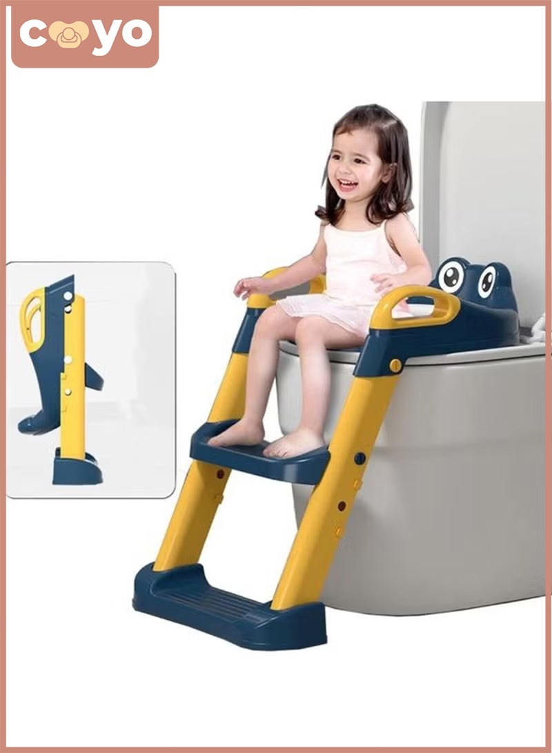 COYO Toddler Potty Training Seat With Step Stool Ladder, Portable Children's Foldable Non Slip Toilet Seat, Soft Cushion & Splash Guard - Image 1
