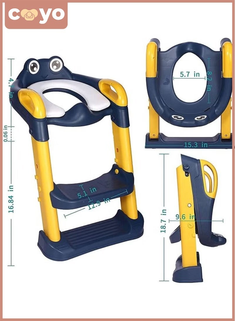 COYO Toddler Potty Training Seat With Step Stool Ladder, Portable Children's Foldable Non Slip Toilet Seat, Soft Cushion & Splash Guard - Image 2