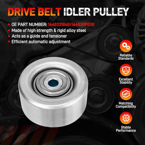 GDUKOP Drive Serpentine Belt Tensioner & Idler Pulley Kit Compatible with Toyota 2004-2015 Tacoma 4Runner Tundra FJ Cruiser V6 4.0L Replaces# 1660331040 1662031013 - Image 4