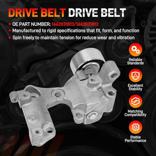 GDUKOP Drive Serpentine Belt Tensioner & Idler Pulley Kit Compatible with Toyota 2004-2015 Tacoma 4Runner Tundra FJ Cruiser V6 4.0L Replaces# 1660331040 1662031013 - Image 3