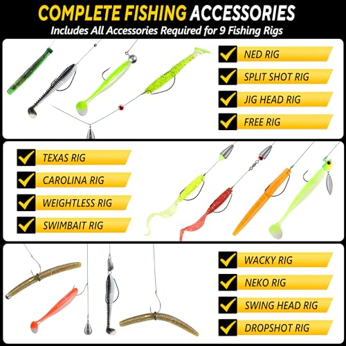 TOPFORT 356PCS Abundant Fishing Accessories Kit with Double-side Fishing Tackle Box, Fish Gear and Equipment Include Fishing Hooks Jig Head Fishing Weights Sinkers for Trout Bass Crappie - Image 5