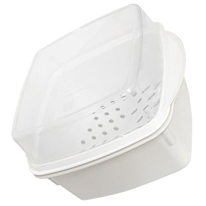 Double Layer Microwave Steamer Basket with Lid Heat Resistant Plastic Vegetable Cooker - Image 2