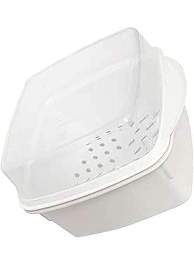 Double Layer Microwave Steamer Basket with Lid Heat Resistant Plastic Vegetable Cooker - Image 1