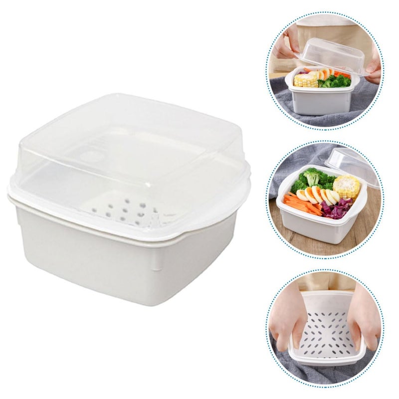 Double Layer Microwave Steamer Basket with Lid Heat Resistant Plastic Vegetable Cooker - Image 5