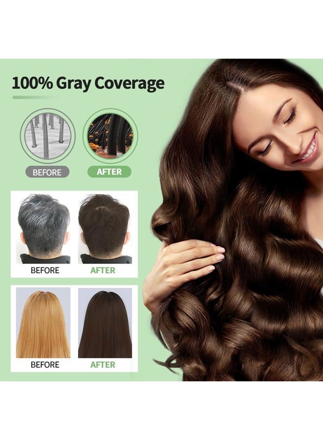 Leorx Instant Hair Dye Shampoo For Gray Hair, 500ml - 3 In 1 Herbal Coloring For Women & Men - Dark Brown Color, Ammonia Free - Tintes Para El Cabello Profesional - Image 3