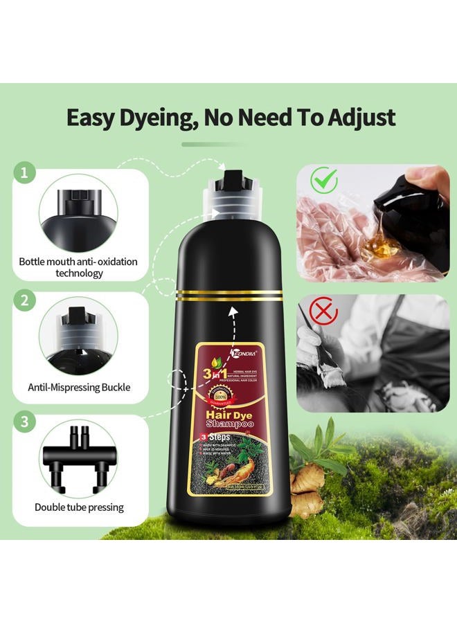 Leorx Instant Hair Dye Shampoo For Gray Hair, 500ml - 3 In 1 Herbal Coloring For Women & Men - Dark Brown Color, Ammonia Free - Tintes Para El Cabello Profesional - Image 4