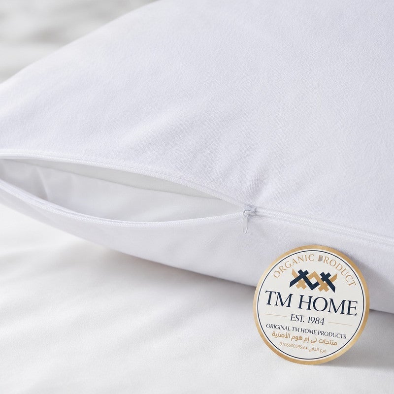 TM HOME Waterproof Hotel Pillow Protector, Hidden Zipper, Soft Protective Cover, White - Image 4