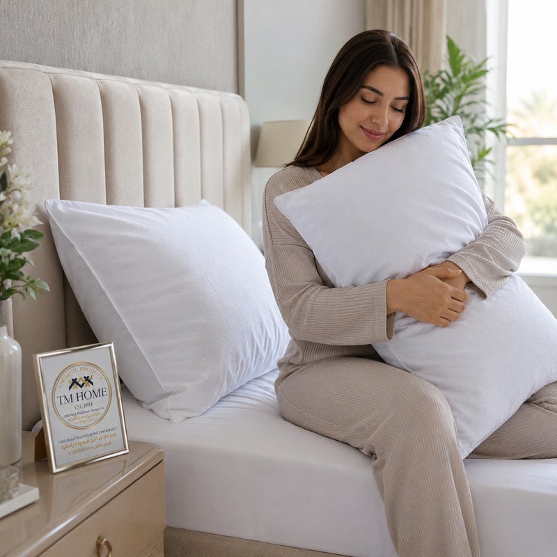 TM HOME Waterproof Hotel Pillow Protector, Hidden Zipper, Soft Protective Cover, White - Image 2