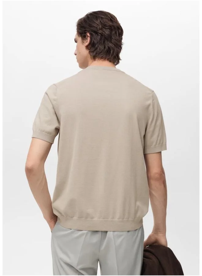 مانجو مان Cotton Fine-Knit T-Shirt