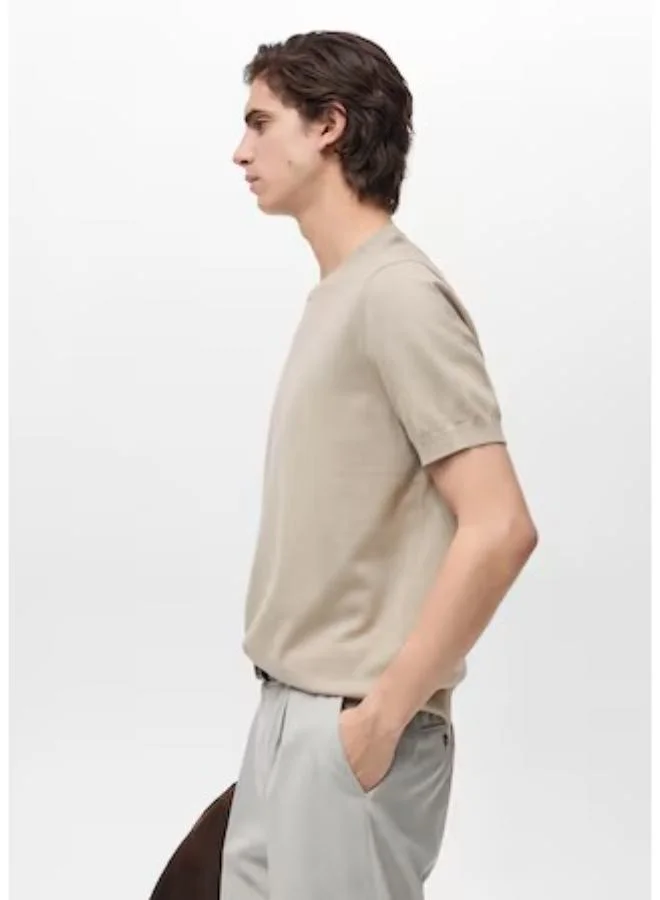 مانجو مان Cotton Fine-Knit T-Shirt
