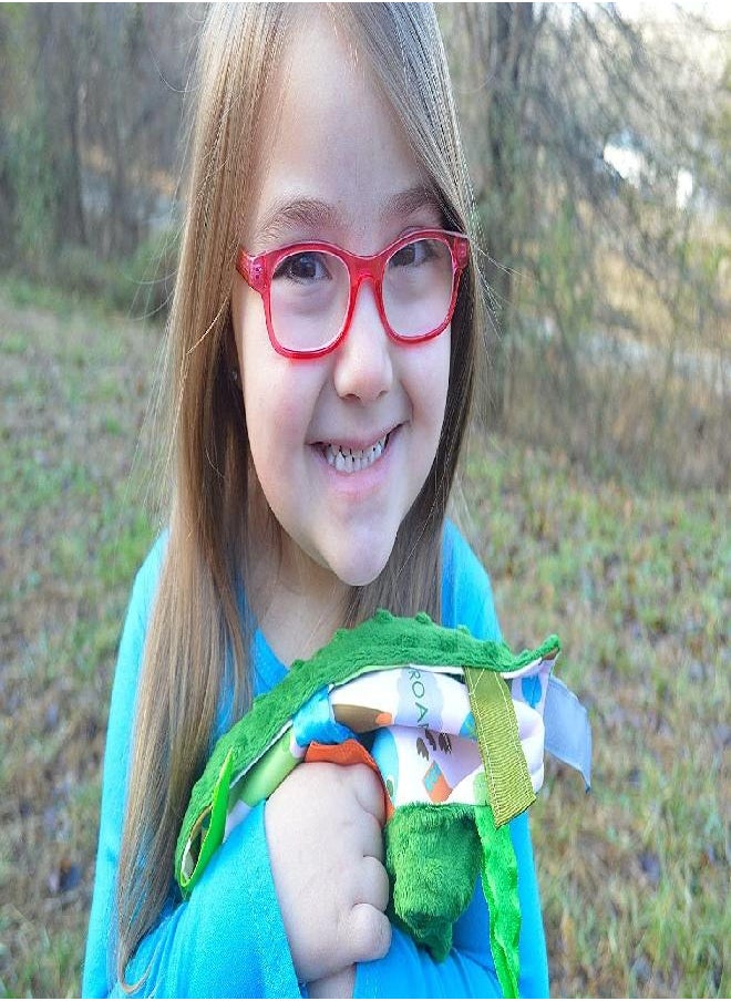 The Learning Lovey Baby Sensory Crinkle & Teething Square Lovey Toy with Closed Ribbon Tags for Increased Stimulation: 8"X8"  (Dinosaurs)  - Image 4