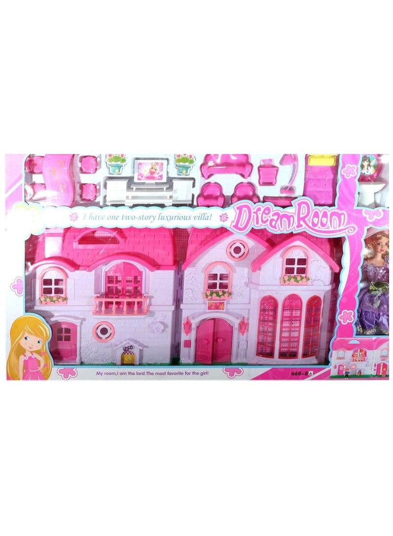 دريم مجموعة لعب بيت الدمية مع أثاث ودمية للأطفال - Image 2