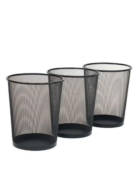 Garbage Bins Round Mash Waste Basket Trash Black (3-Piece)