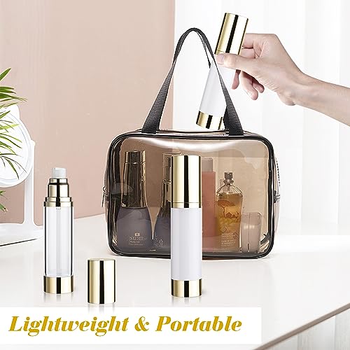 Cositina 4 Pack 50ml/1.7oz Clear Airless Pump Bottle Plastic Vacuum Pump Press Container Empty Lotion Dispenser for Cream Toiletries Liquid Foundation Cosmetic Sample Travel - Gold - Image 4