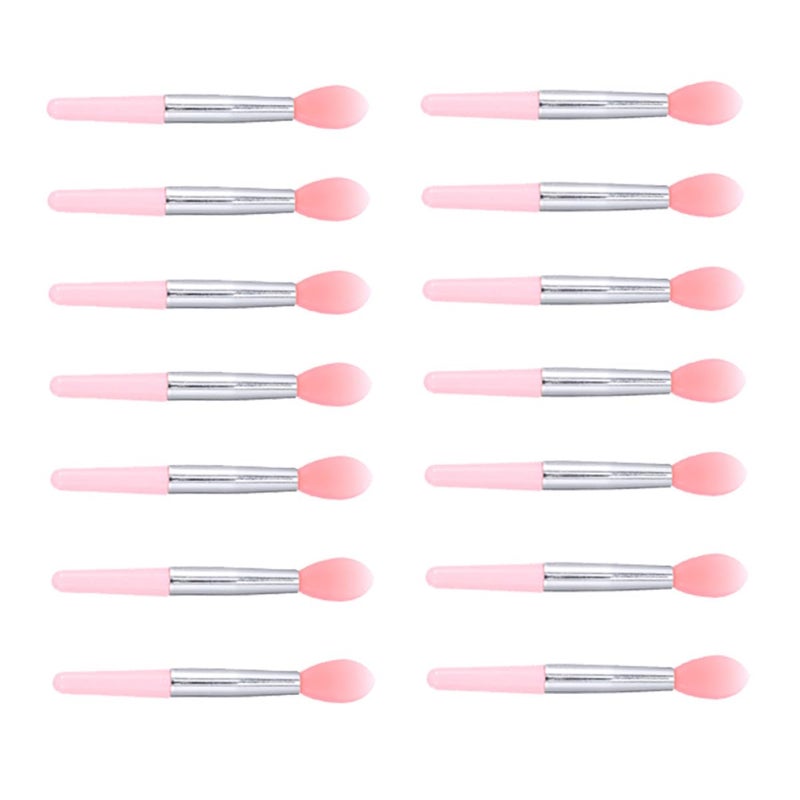 15pcs Silicone Lip Mask Applicator Brush Set with Red and Pink Handles, Non-stick Lipstick and Eyeshadow Makeup Tools for Travel and Daily Cosmetic Use - Image 1