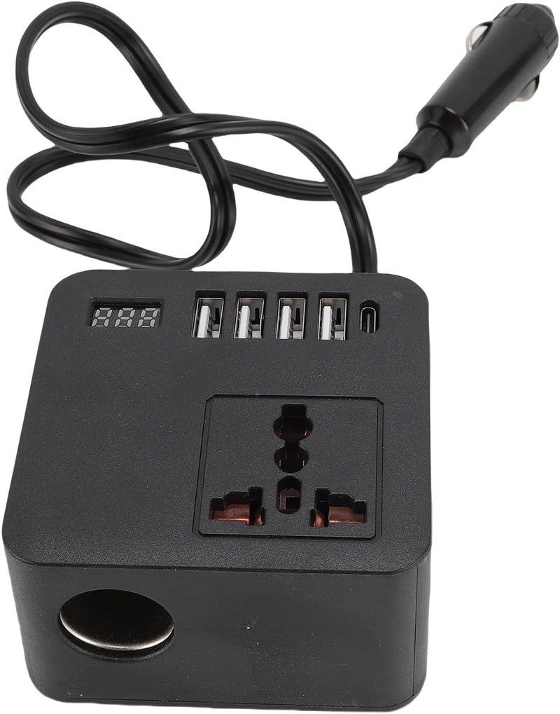 Drfeify Car Power Inverter, 150W 12V 24V to 220V 110V with Cigar Lighter Input, 4 USB and 1 Type C Port for Charging Electronics - Image 2