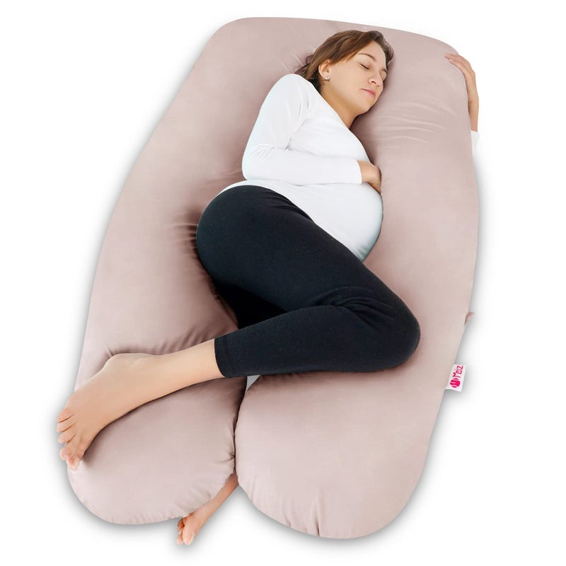 Meiz Meiz Pregnancy Pillow Cover  Cooling Pregnancy Pillow Cover U Shaped  Pregnancy Pillow Case Fit 55"" x 31"" Maternity Pillow  Jersey Cotton Cover  Apricot - Image 4