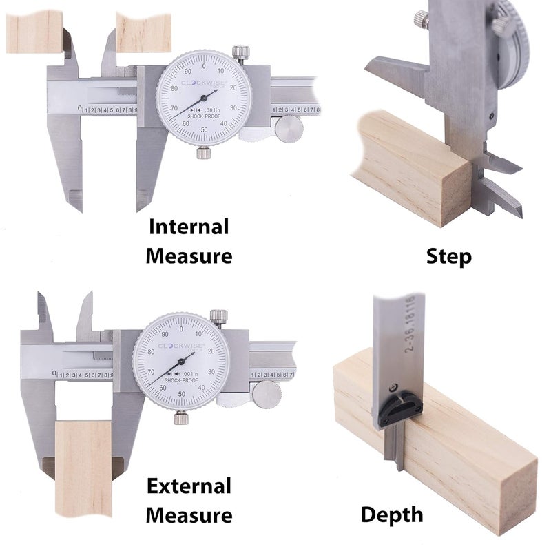 Clockwise Tools DDLR-0605 Pro Dial Caliper 0-6 Inch Double Shock Proof Stainless Steel Body SAE Measuring Tool - Image 2