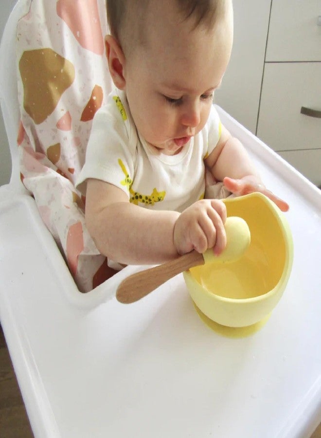 FLAVION Stay Put Suction Bowls for Baby Kid,Food Grade Bowl and Spoon Set for Baby Led Weaning,Toddler Dishes & Utensils for Babies Self Feeding, Baby Feeding Set (Yellow, Pack of 1) - Image 2