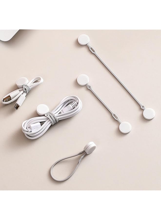 2-Pack Magnetic Cable Ties - Tangle-Free Silicone Organizers for USB, Earphones, Power Cords, Gray (Short)