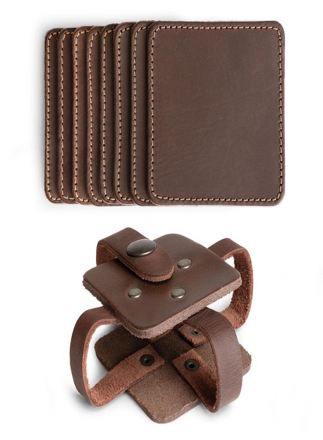 Hide & Drink Leather Coasters Set of 8, Premium Leather Table Protection for Drinks, Elegant Accessory for Home/Office, Protects Surfaces, Bourbon Table Coasters, Bar, Western (Bourbon Brown) - Image 5