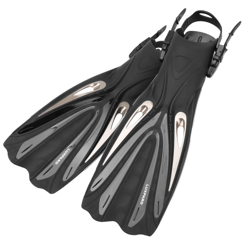 LUXPARD Diving Fins, Powerful Efficient Open Heel Scuba Diving Fins, Flippers for Snorkeling and Freediving with Adjustable Buckles (S/M | US Man 4.5-8.5 | Woman 5.5-9.5 | EU 38-42) - Image 1