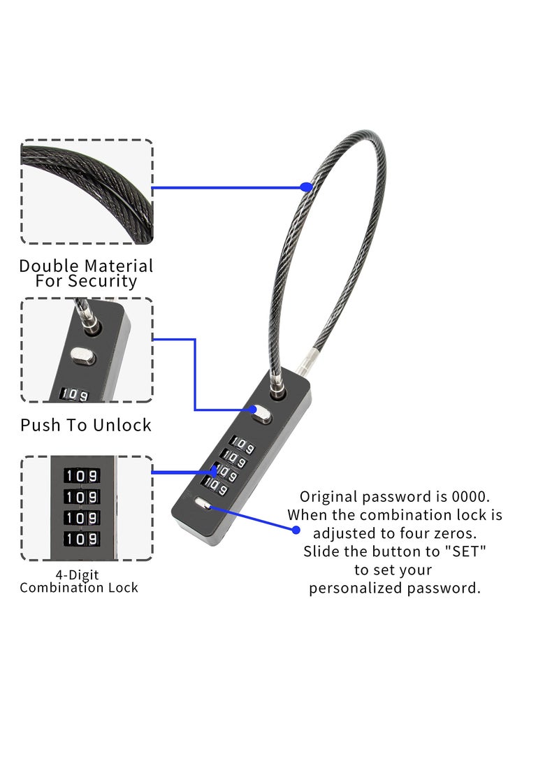 SYOSI Combination Lock Cable Security Steel Cable Luggage Lock, Bike Lock Weatherproof with Resettable Code, Braided Steel Coated Anti-Theft, Waterproof Cycling Cable Locks, Black (1.96 Feet 5 mm)  - Image 2