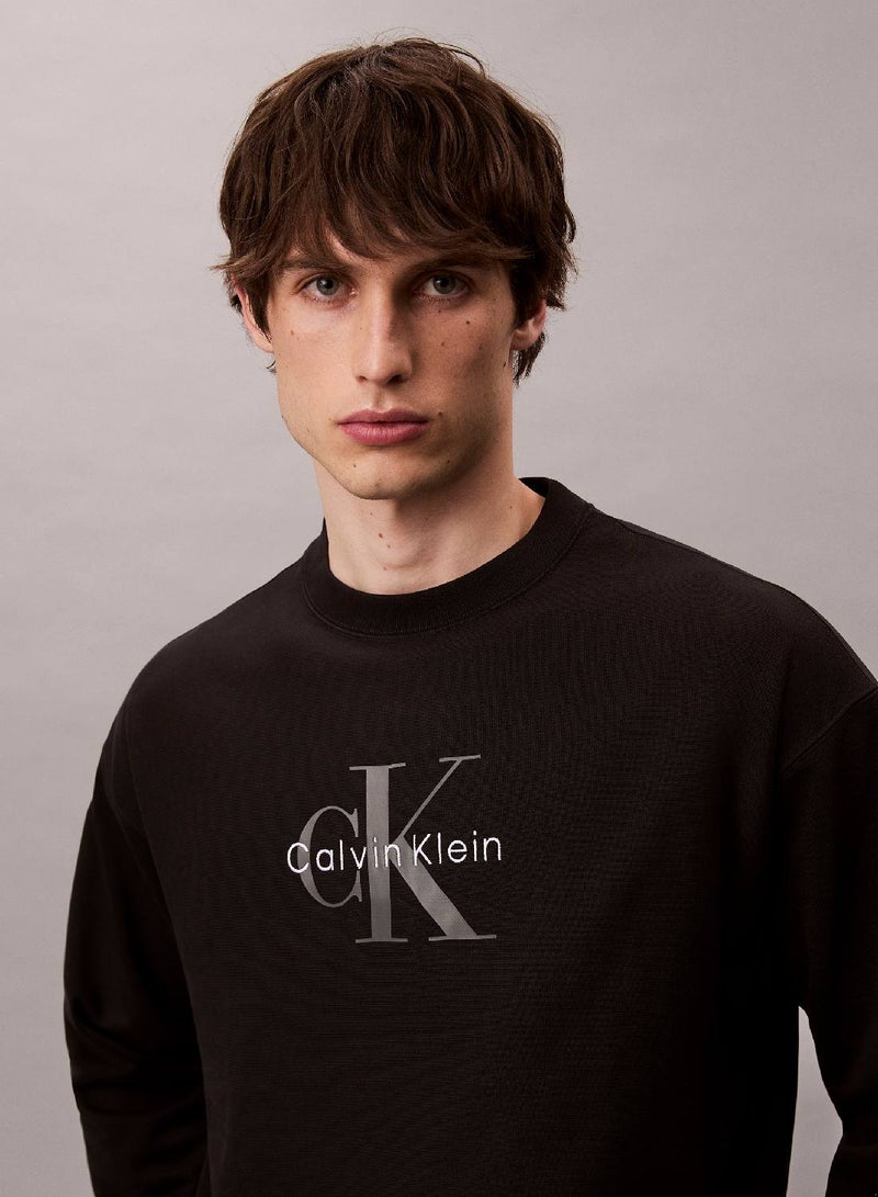 Calvin Klein Jeans Premium Terry Monogram Logo Relaxed Sweatshirt - Image 1