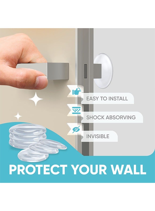 Beauenty Wall Door Handle Stopper, Strongest Round Wall Shield Cushion, Quiet Wall Protector for Door Handle, Guard Door Bumper Silencer Self - Adhesive, 6 Pieces of Clear Rubber Knob - Image 3