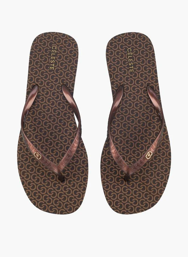 Celeste Women Monogram Print Flip Flops
