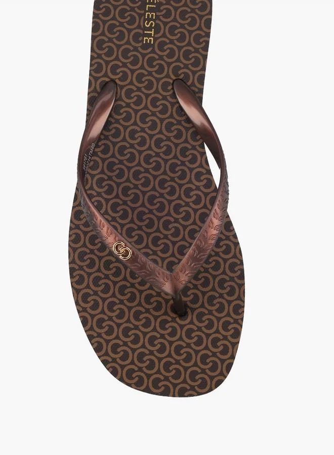Celeste BROWN Women Monogram Print Flip Flops for Women | Best Price UAE