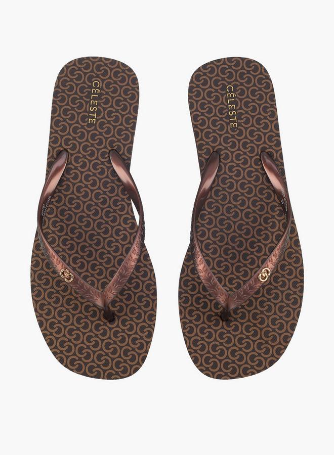 Celeste Women Monogram Print Flip Flops - Image 2